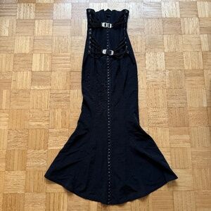 Vintage Goth Lip Service Floor Length Corset Dress